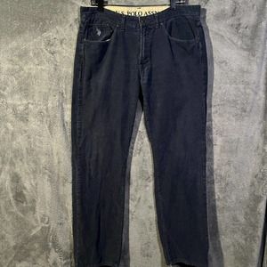 U.S. Polo Assn. Mens Black Corduroy Straight Stretch Chino Trouser Pants 36 x 32